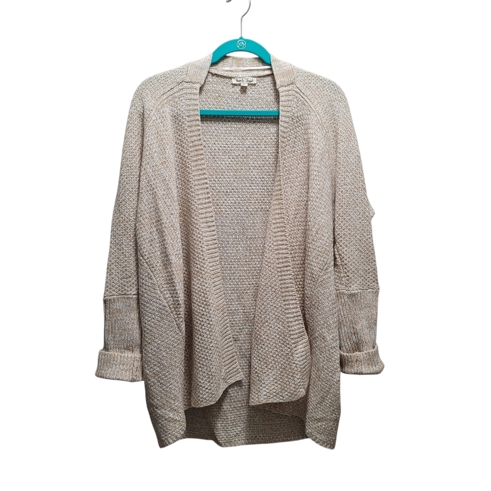 Hem & Thread Knit Open Cardigan Oatmeal Dolman Sleeves - XL